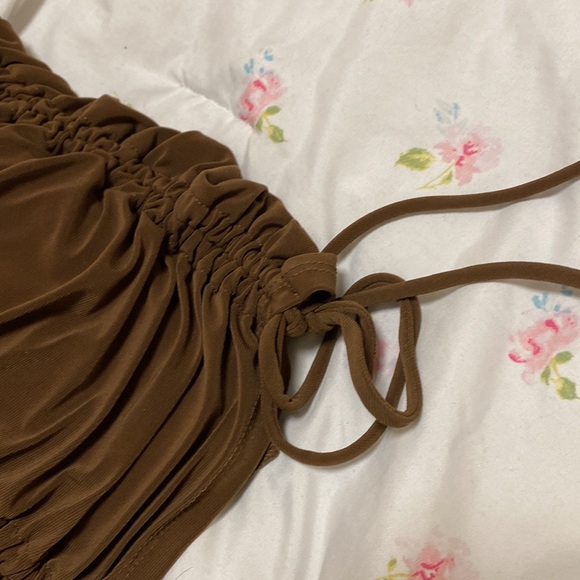 SOLD NWOT mocha brown ruched dress - Picture 4 of 4
